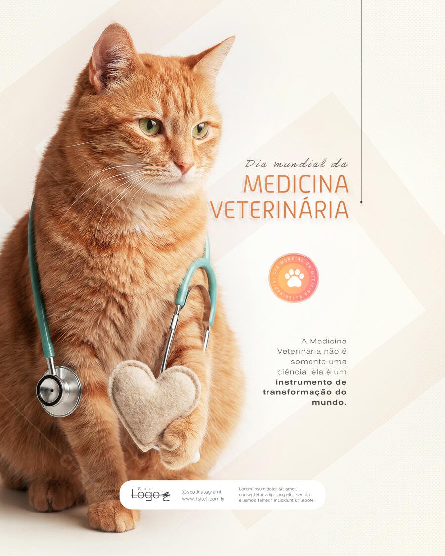 Post Dia Mundial Medicina Veterinária Pet Shop PSD Editável