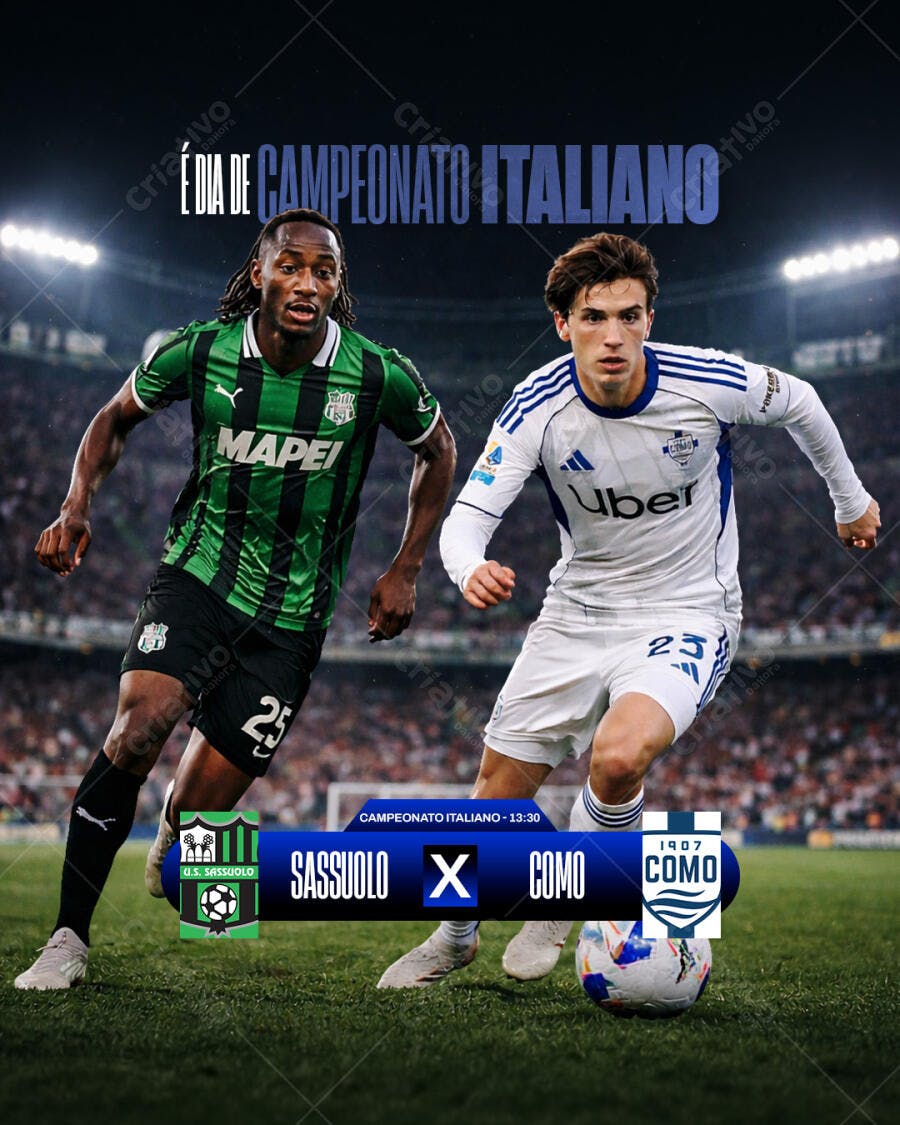 Post Instagram Campeonato Italiano Futebol PSD Editável