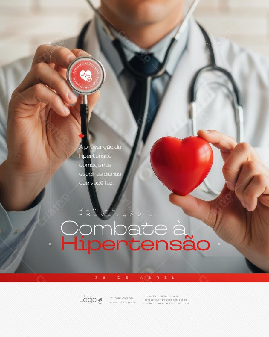 Post Instagram Combate Hipertensão Clínica Médica PSD Editável