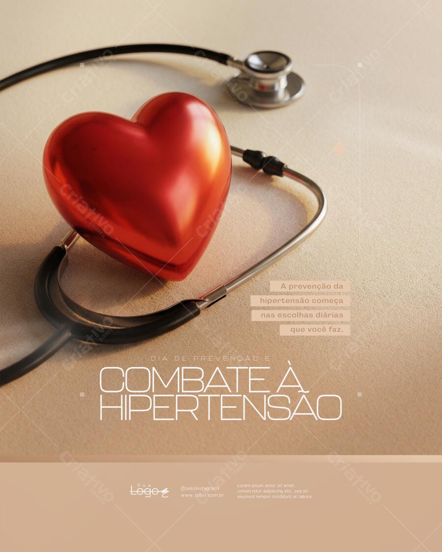 Post Instagram Combate Hipertensão Clínica Médica PSD Editável