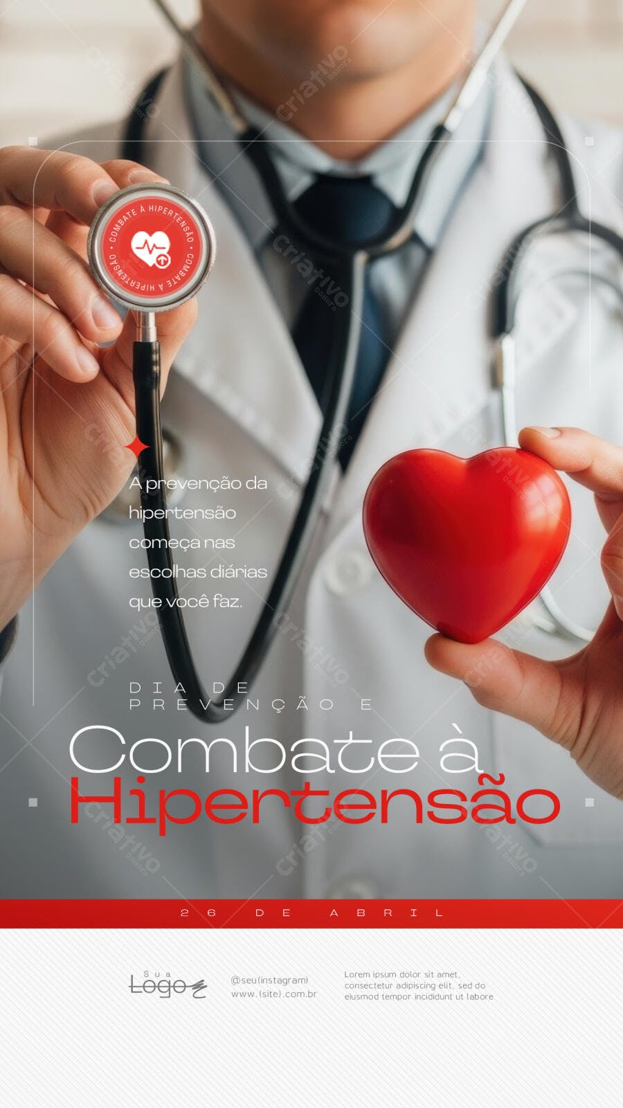 Post Instagram Dia Combate Hipertensão Clínica Médica PSD Editável