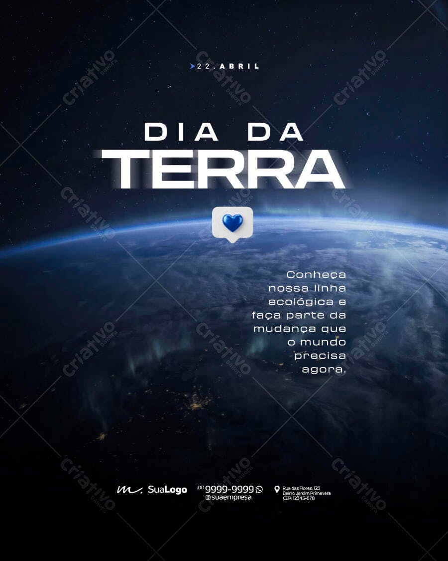 Post Instagram Dia da Terra 22 de Abril PSD Editável