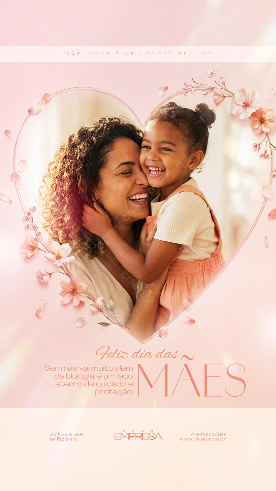 Post Instagram Dia das Mães Floral Rosa PSD Editável