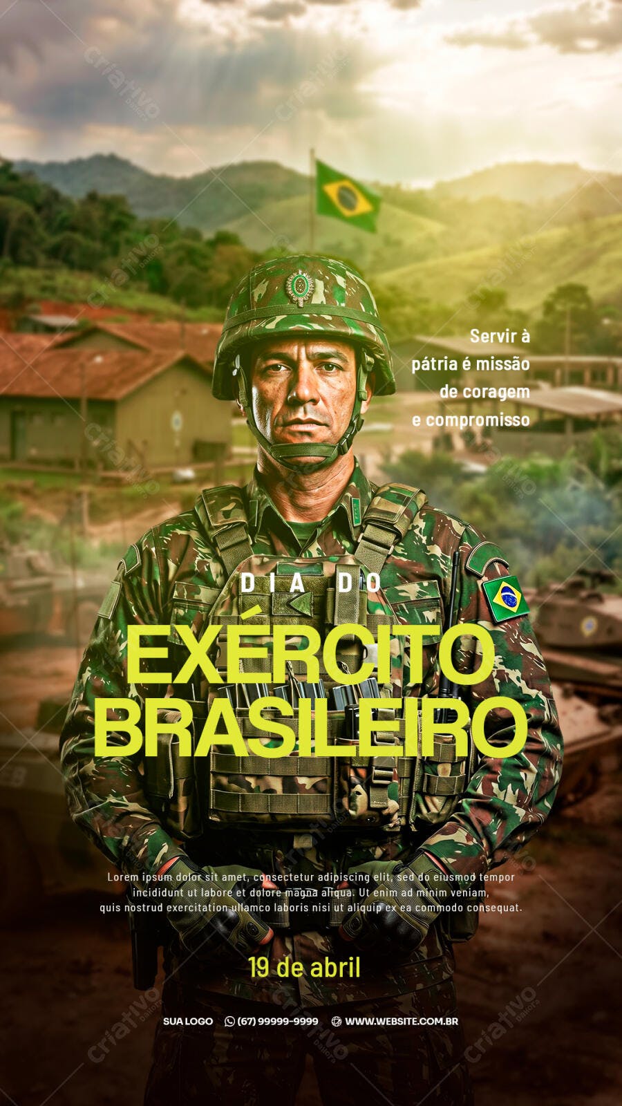Post Instagram Dia do Exército Brasileiro PSD Editável
