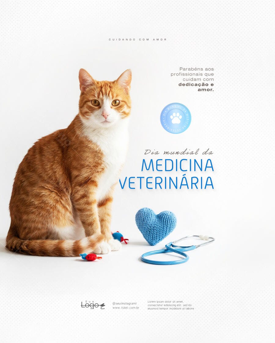 Post Instagram Dia Mundial Medicina Veterinária PSD Editável
