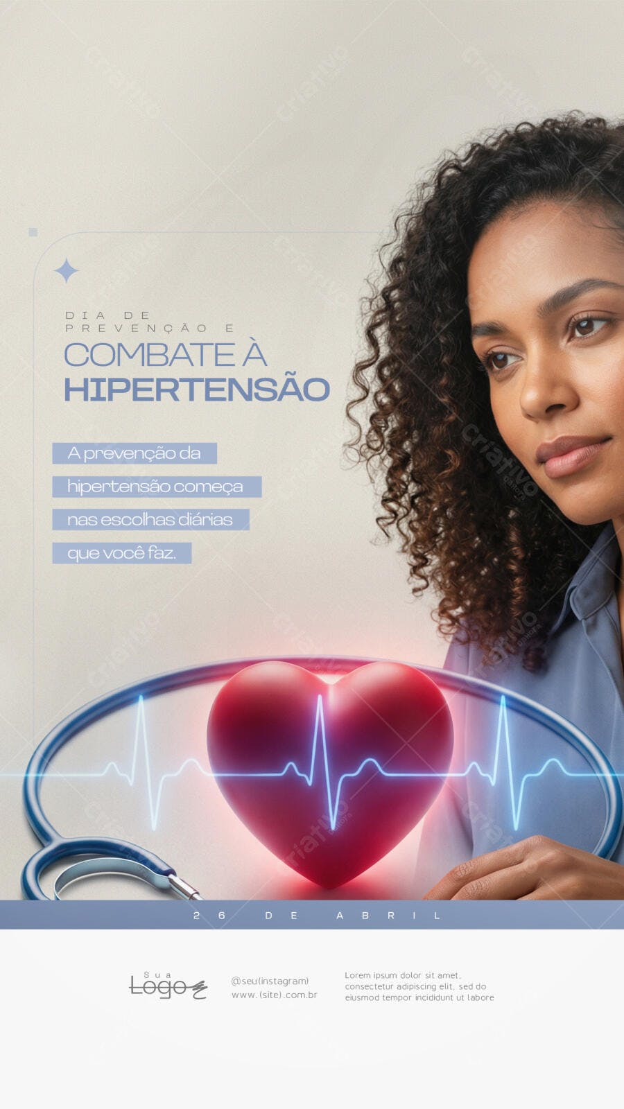 Story Instagram Combate Hipertensão Clínica Médica PSD Editável