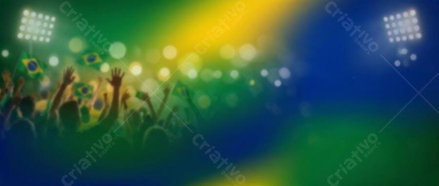 Torcida Brasileira Celebrando Fundo Bandeira Brasil Estádio