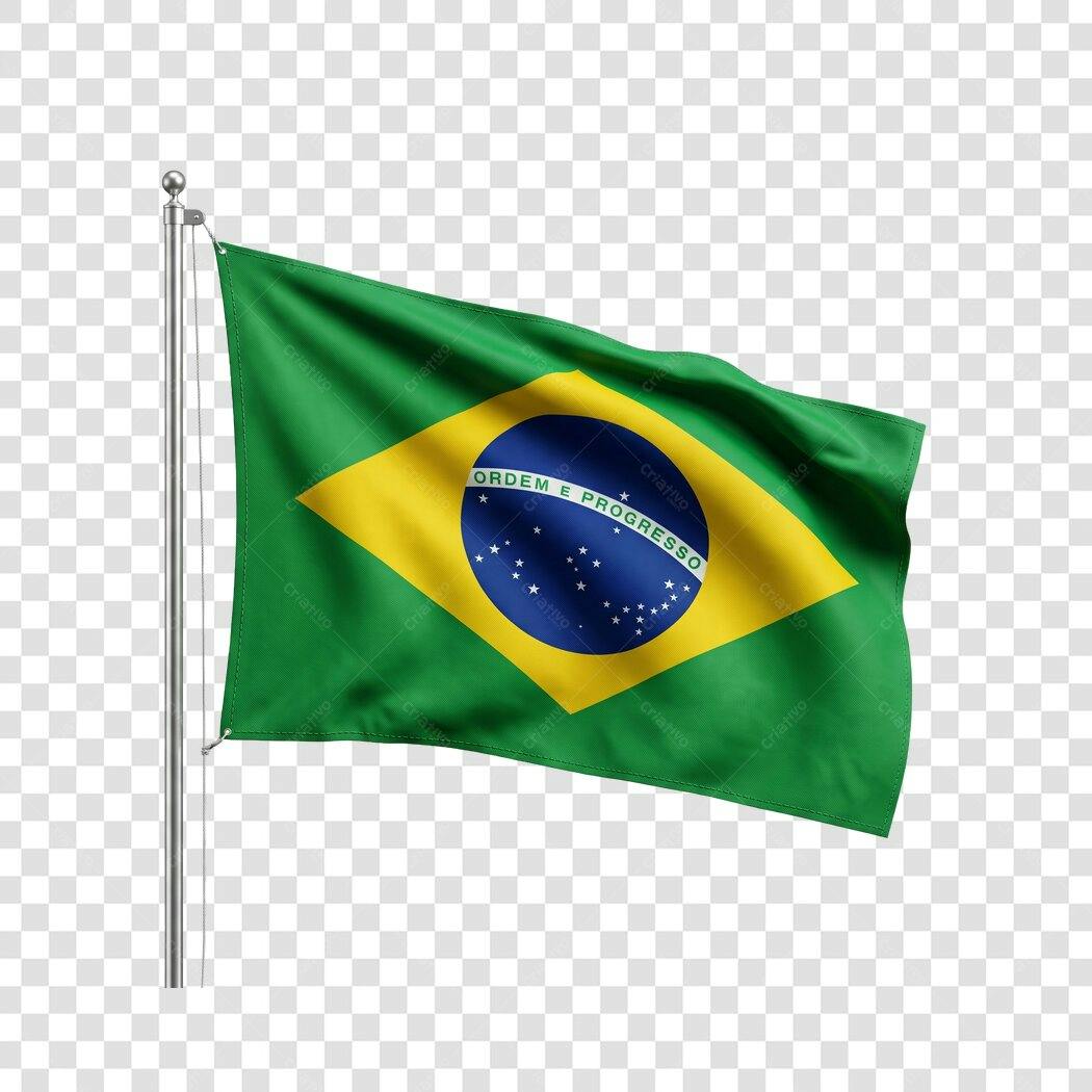 Bandeira do Brasil Haste Metal PNG Fundo Transparente