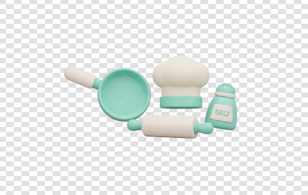 Elemento 3D Utensílios Cozinha Chef Padeiro PNG Fundo Transparente