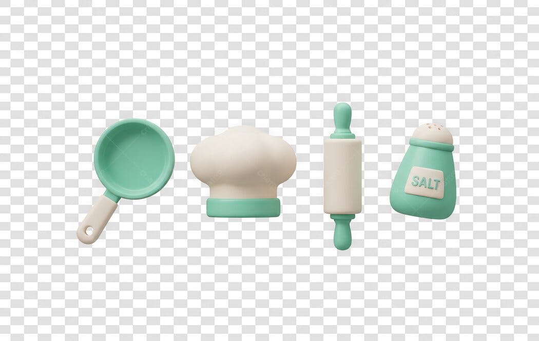 Elemento 3D Utensílios Cozinha Chef Pão PNG Fundo Transparente