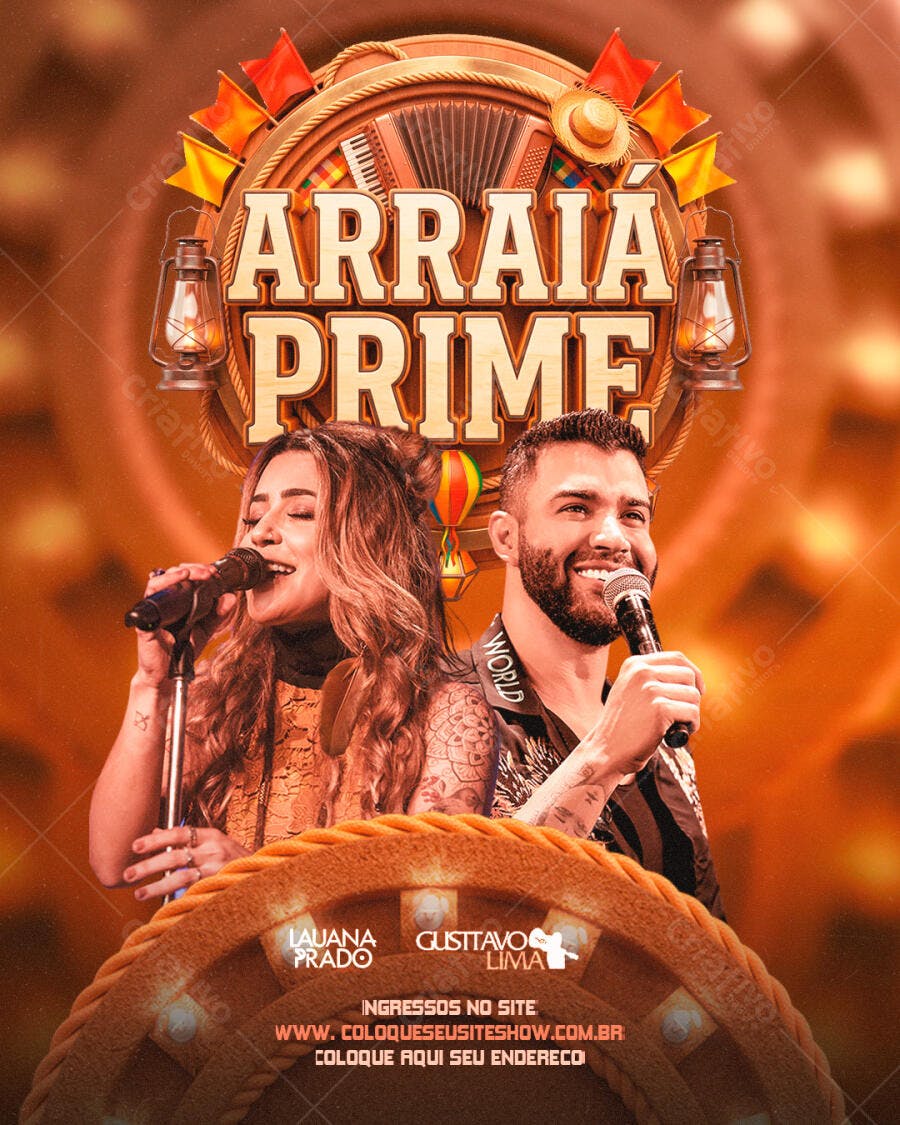 Flyer Arraiá Prime Festa Junina Evento PSD Editável