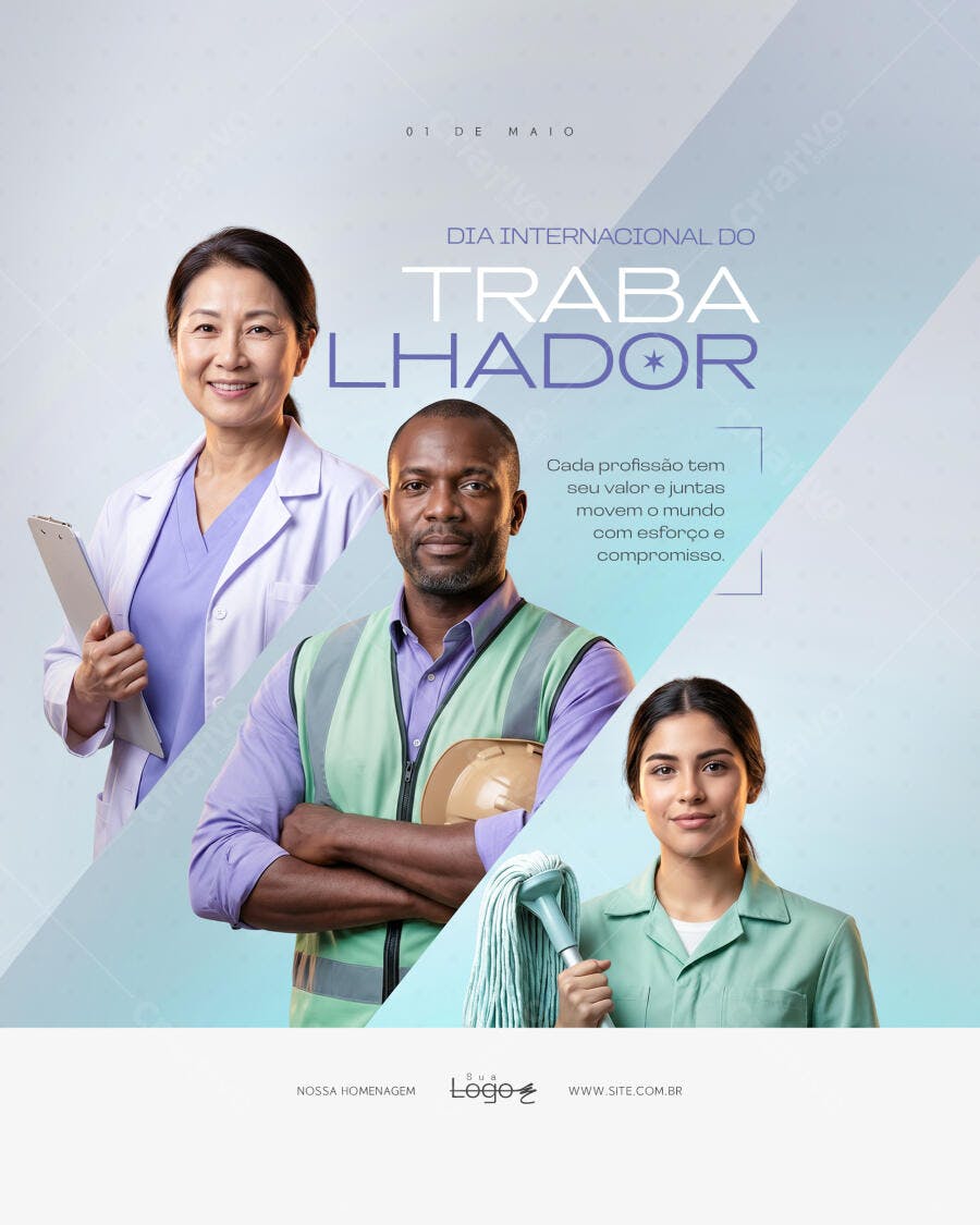 Flyer Dia do Trabalhador 1 de Maio PSD Editável