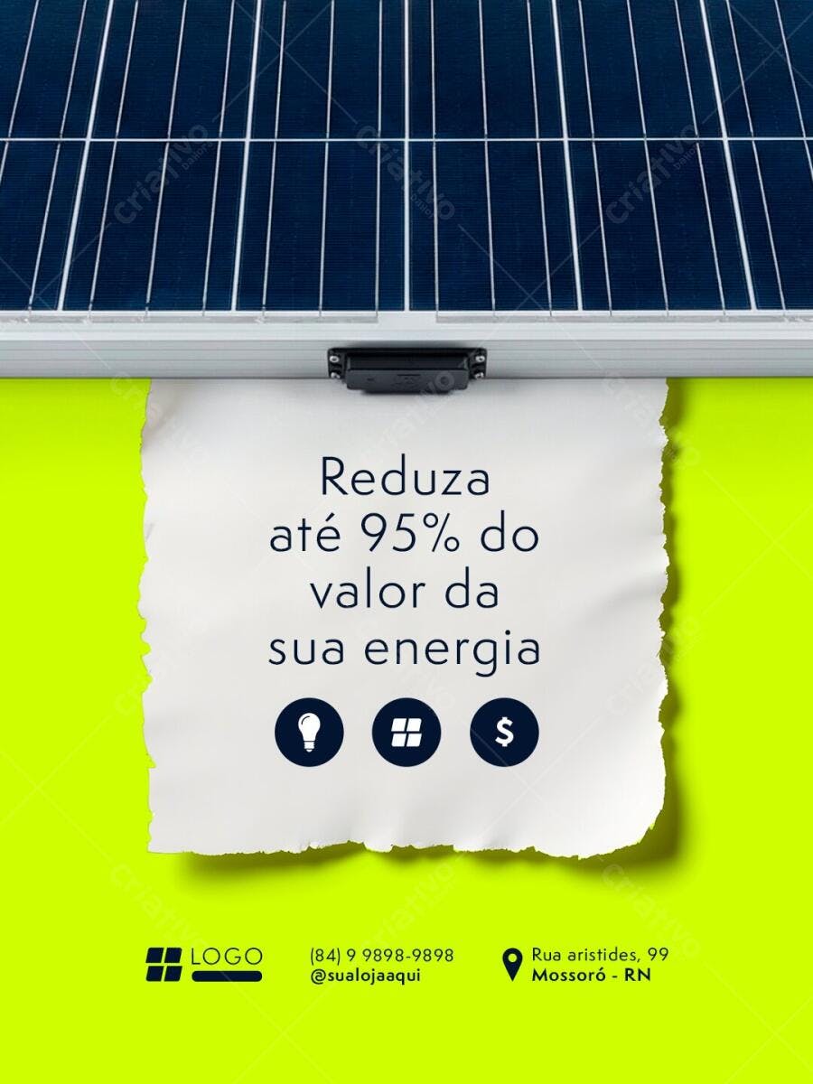 Flyer Energia Solar Economia Sustentável PSD Editável