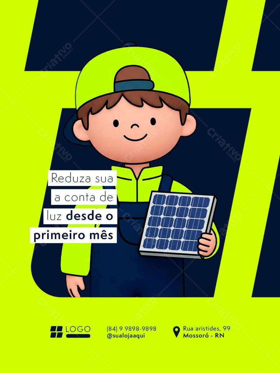 Flyer Energia Solar Instalação Painéis PSD Editável