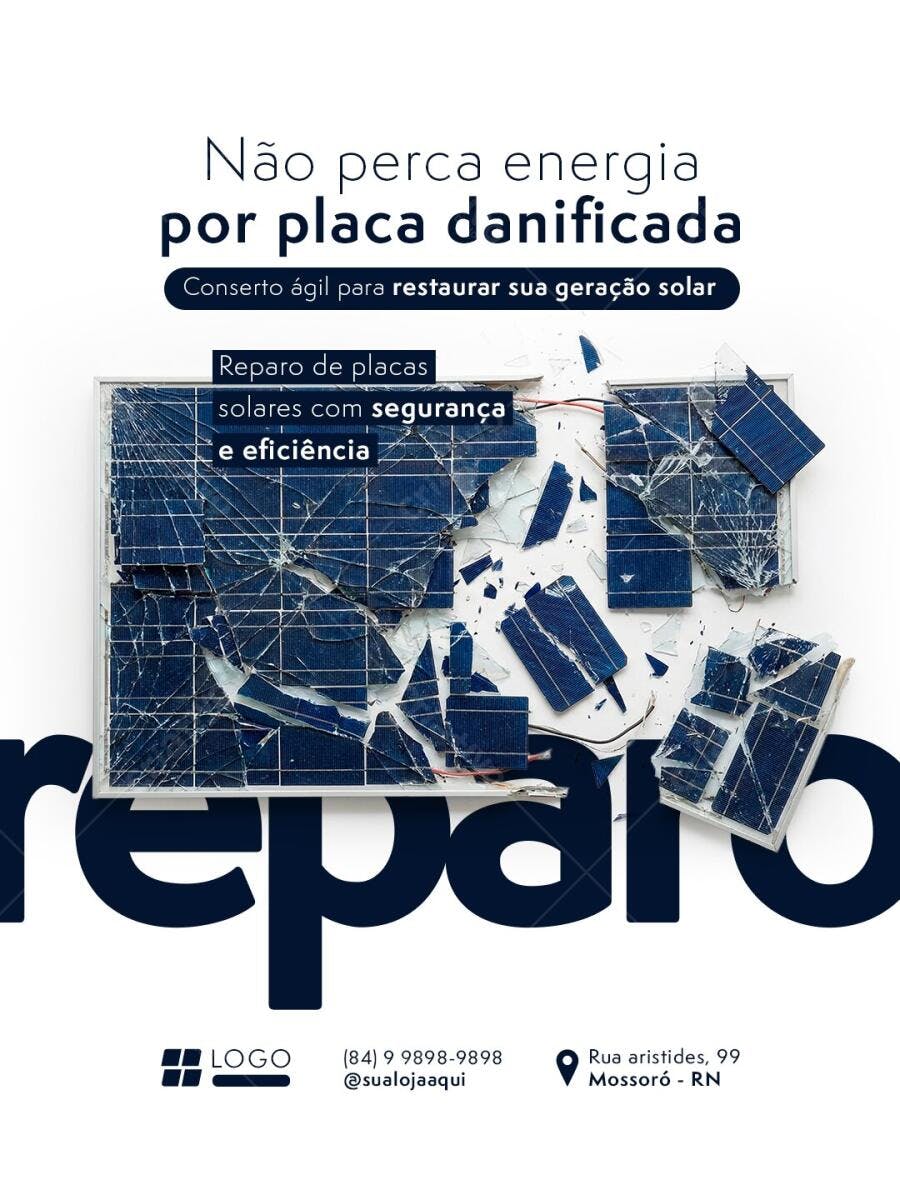Flyer Reparo Placa Solar Energia Renovável PSD Editável
