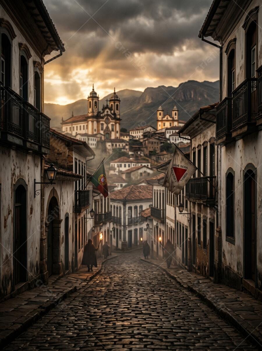 Foto Ouro Preto Rua de Pedra Igreja Matriz Minas Gerais