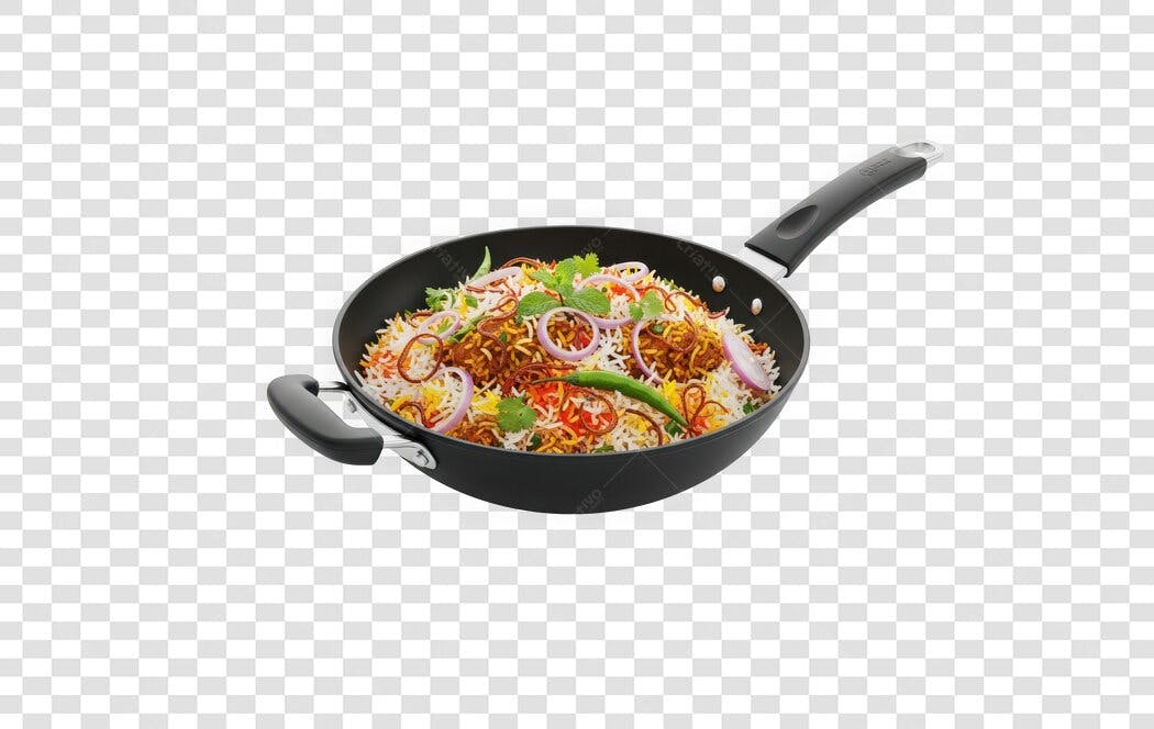 Foto Recortada Arroz Indiano Biryani Frigideira PNG Fundo Transparente