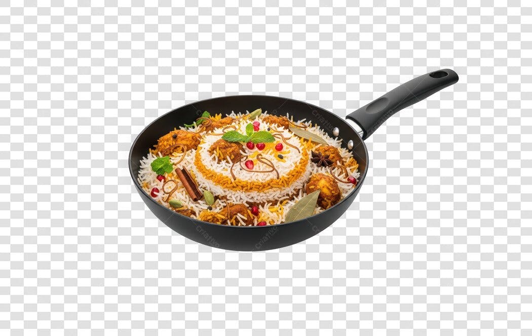 Foto Recortada Arroz Indiano Biryani Panela PNG Fundo Transparente