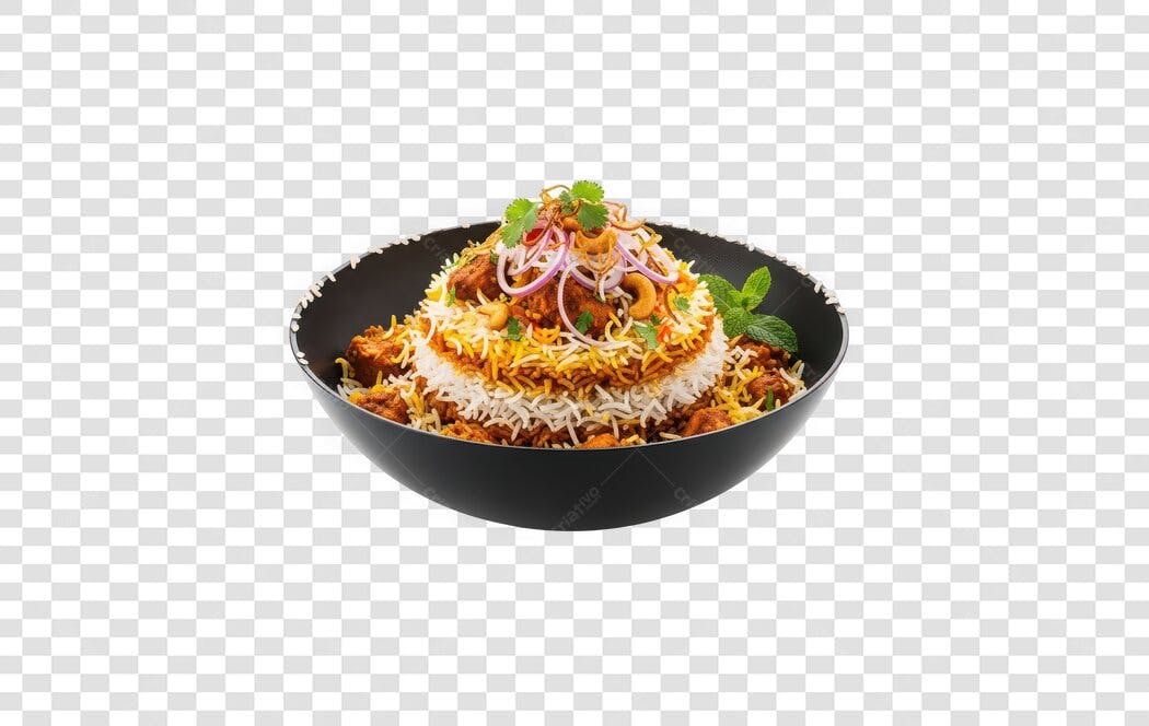 Foto Recortada Biryani Arroz Indiano Prato PNG Fundo Transparente