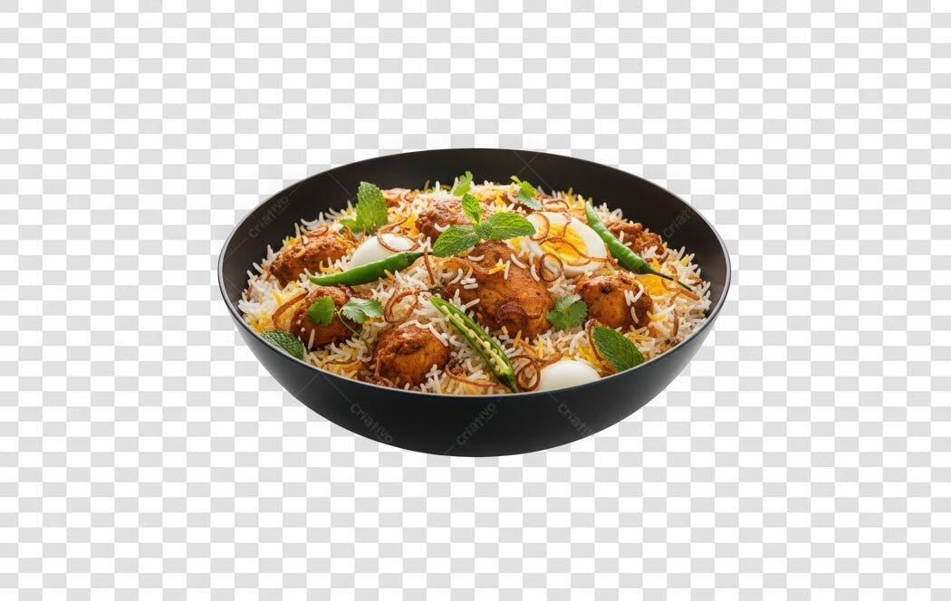 Foto Recortada Biryani Frango Arroz Comida Indiana PNG Fundo Transparente
