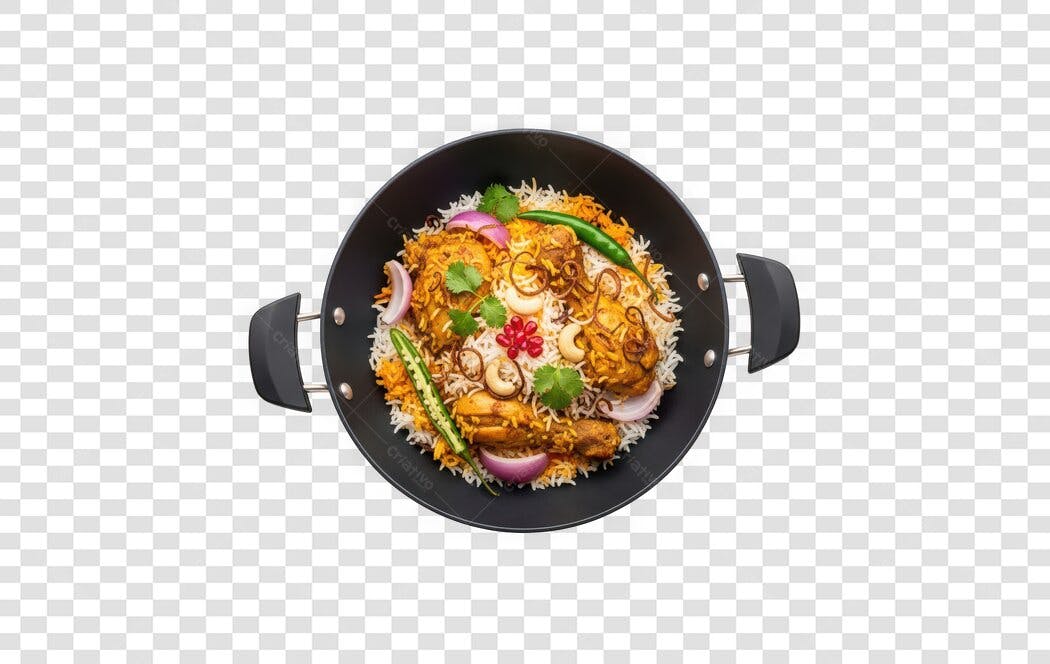 Foto Recortada Biryani Frango Indiano PNG Fundo Transparente