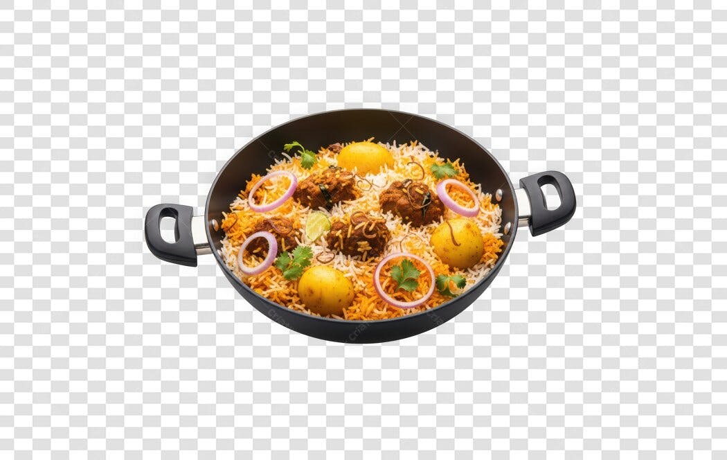 Foto Recortada Biryani Frango Panela PNG Fundo Transparente