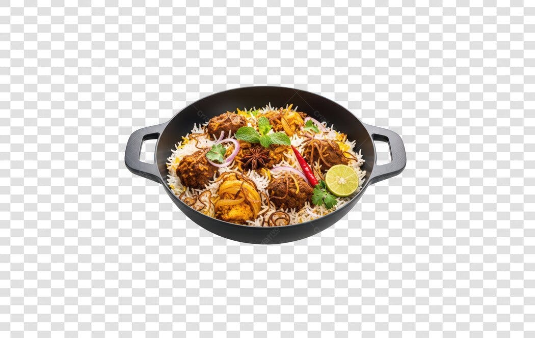 Foto Recortada Biryani Indiano Comida Oriental PNG Fundo Transparente