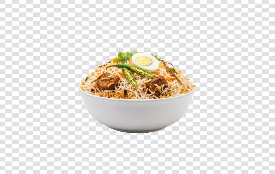 Foto Recortada Biryani Indiano Comida Prato PNG Fundo Transparente