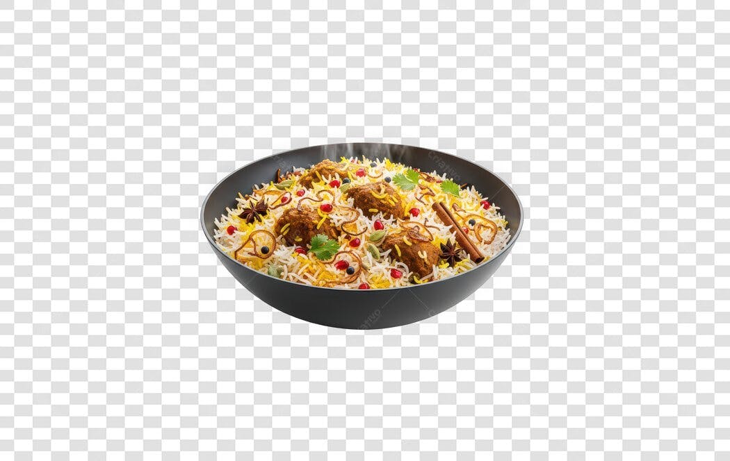 Foto Recortada Biryani Indiano Prato Comida PNG Fundo Transparente