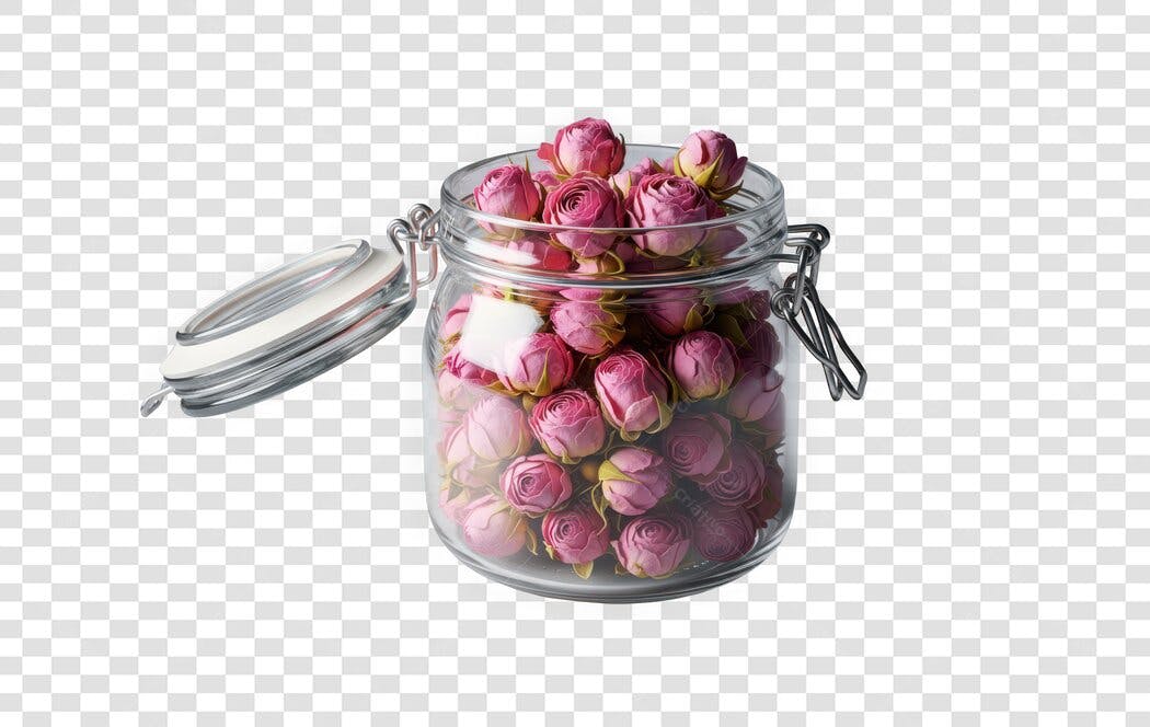 Foto Recortada Botões de Rosa Rosa Pote Vidro PNG Fundo Transparente