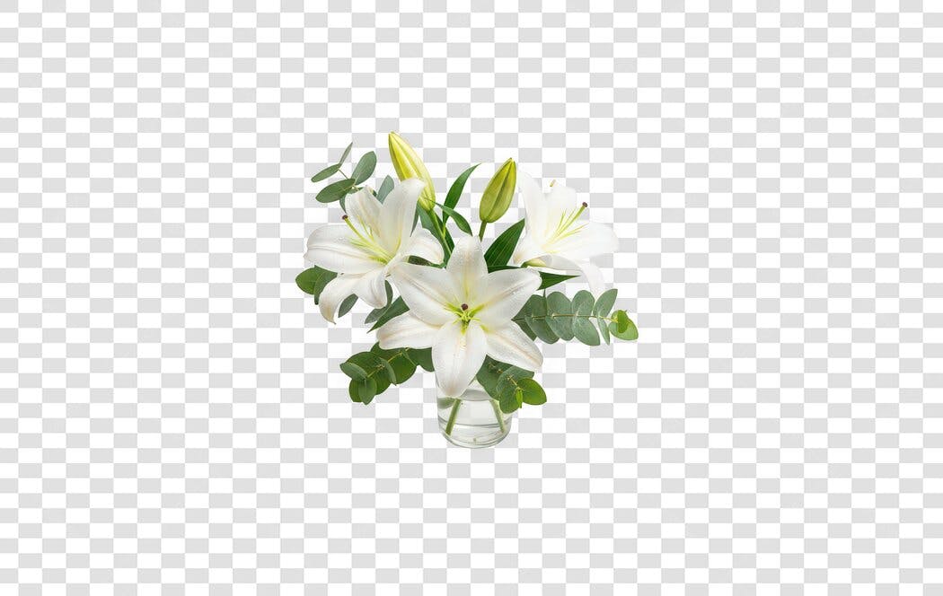 Foto Recortada Buquê Lírios Brancos PNG Fundo Transparente