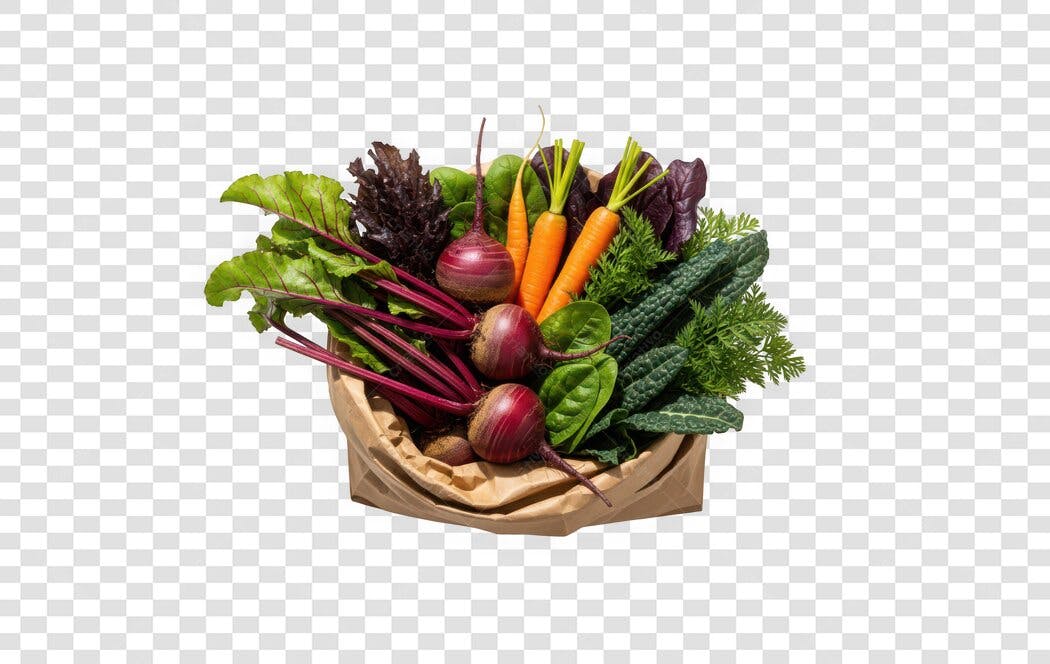 Foto Recortada Cesta de Legumes Frescos Saudáveis PNG Fundo Transparente