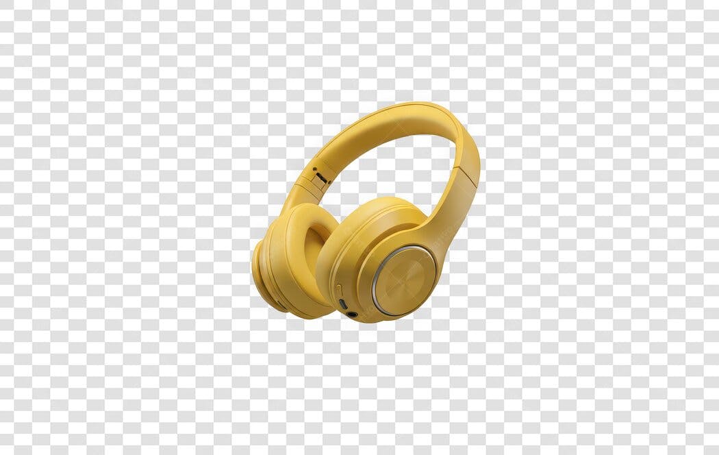 Foto Recortada Fone de Ouvido Amarelo PNG Fundo Transparente