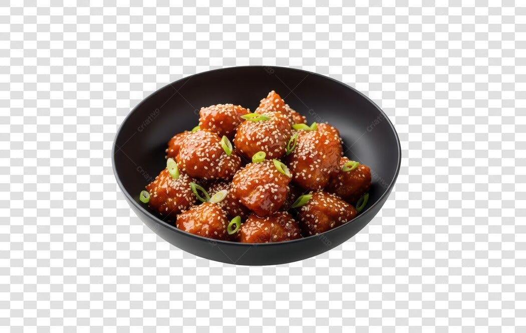 Foto Recortada Frango Agridoce Gergelim Tigela PNG Fundo Transparente