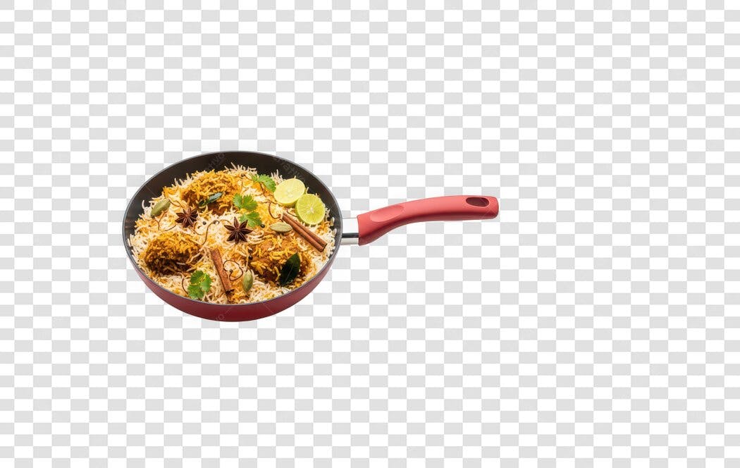 Foto Recortada Frango Biryani Panela Vermelha PNG Fundo Transparente
