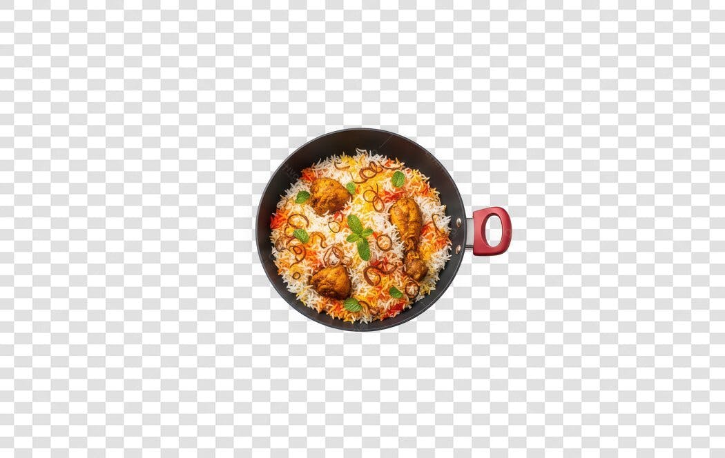 Foto Recortada Frango Biryani Panela Vermelha PNG Fundo Transparente