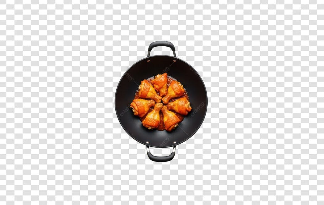 Foto Recortada Frango Frito Coxinhas Panela PNG Fundo Transparente