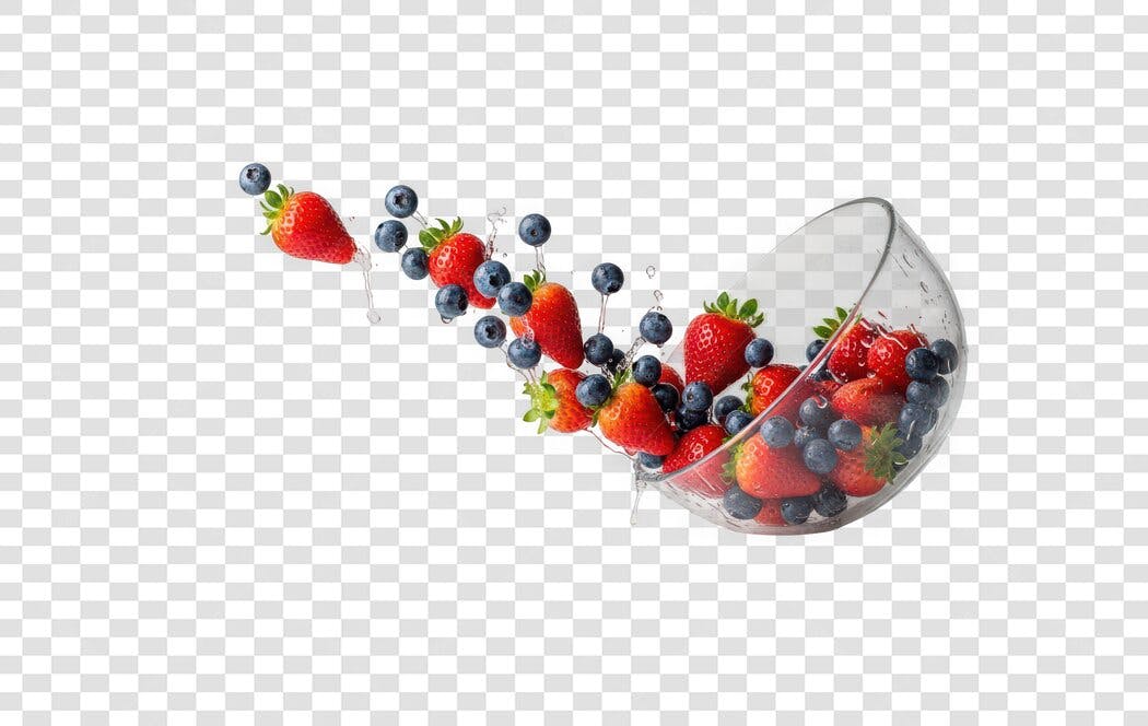Foto Recortada Frutas Vermelhas Morangos Mirtilos PNG Fundo Transparente