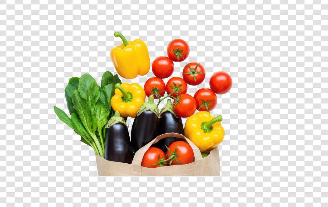 Foto Recortada Legumes Frescos Sacola Papel PNG Fundo Transparente