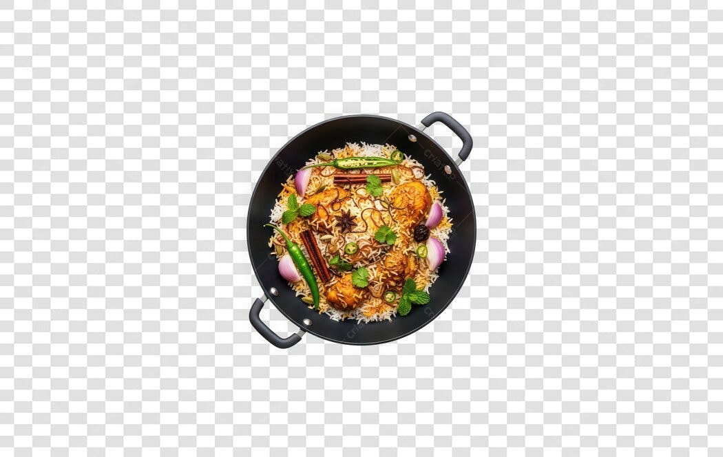 Foto Recortada Panela Biryani Comida Indiana PNG Fundo Transparente