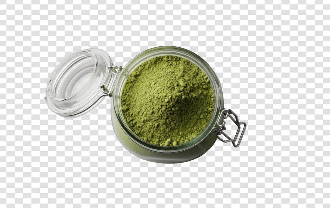 Foto Recortada Pote Chá Verde Matcha PNG Fundo Transparente
