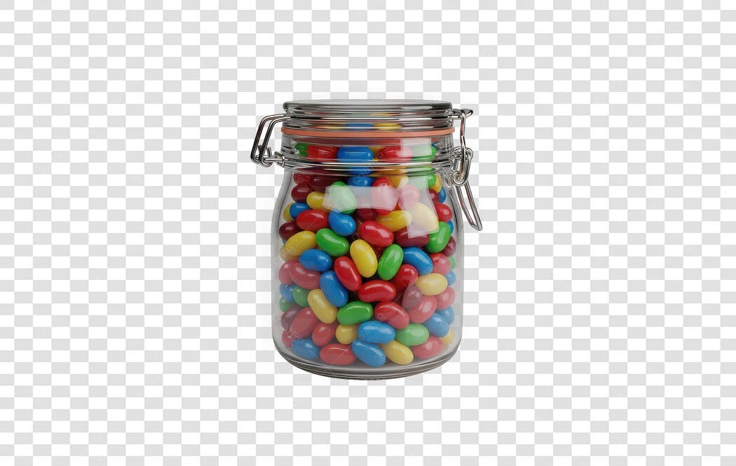 Foto Recortada Pote de Balas Coloridas PNG Fundo Transparente