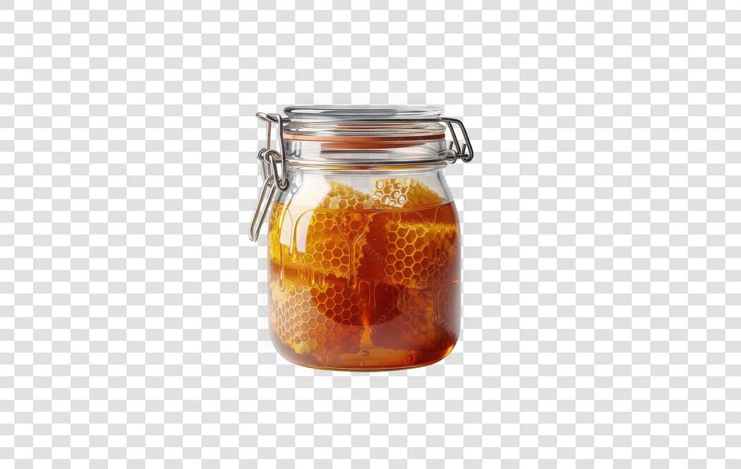 Foto Recortada Pote Mel Favo Natural PNG Fundo Transparente