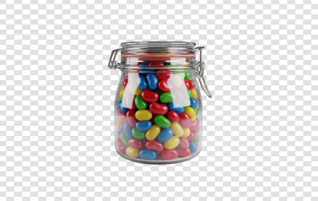 Foto Recortada Pote Vidro Doces Coloridos PNG Fundo Transparente