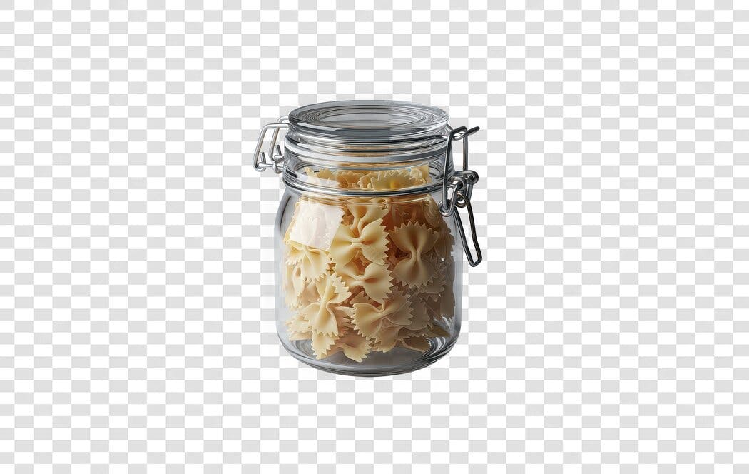 Foto Recortada Pote Vidro Massa Farfalle PNG Fundo Transparente