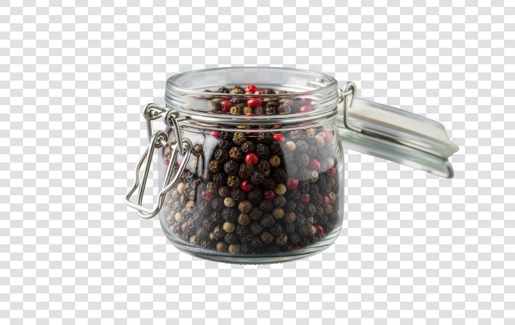 Foto Recortada Pote Vidro Temperos Pimenta PNG Fundo Transparente