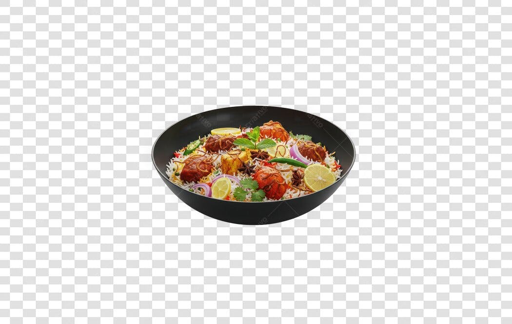 Foto Recortada Prato Biryani Frango Limão PNG Fundo Transparente