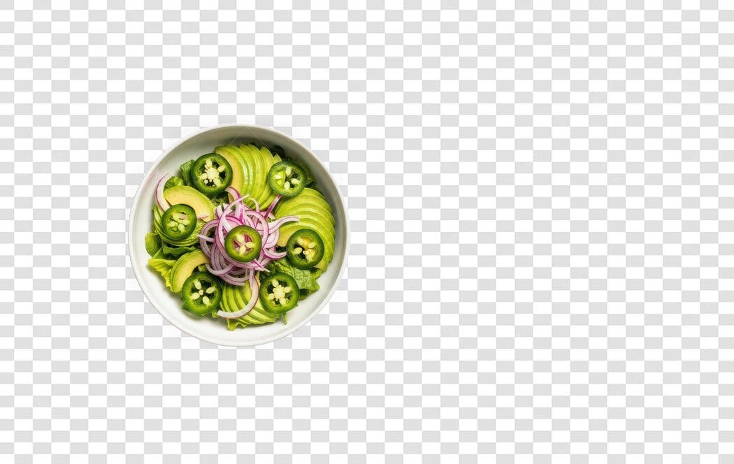 Foto Recortada Salada Abacate Cebola Roxa Jalapeño PNG Fundo Transparente