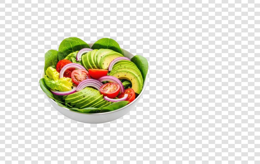 Foto Recortada Salada Fresca Abacate Tomate Cebola PNG Fundo Transparente
