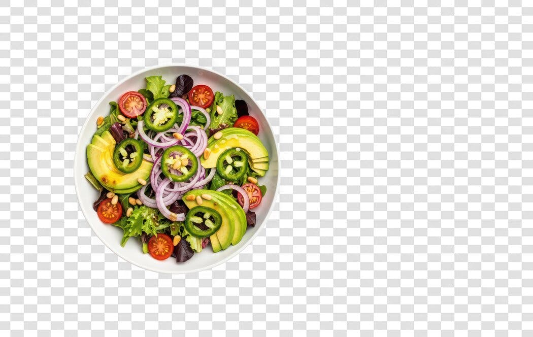 Foto Recortada Salada Fresca Abacate Tomate Cebola PNG Fundo Transparente